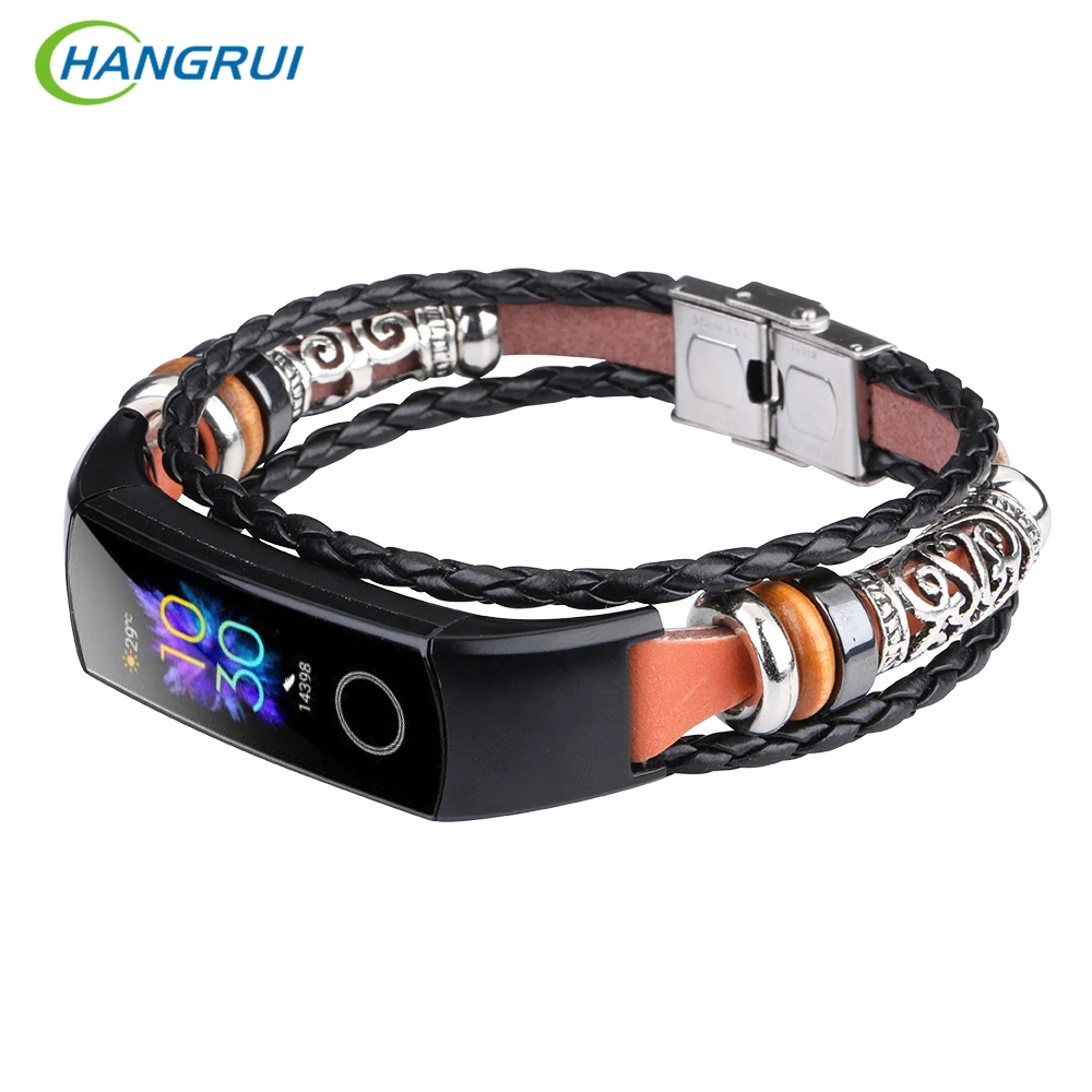 

For Honor band 5 4 strap leather For huawei honor band 5 NFC oximetry Replacement wristbands Fashion Wriststrap For honor band 4