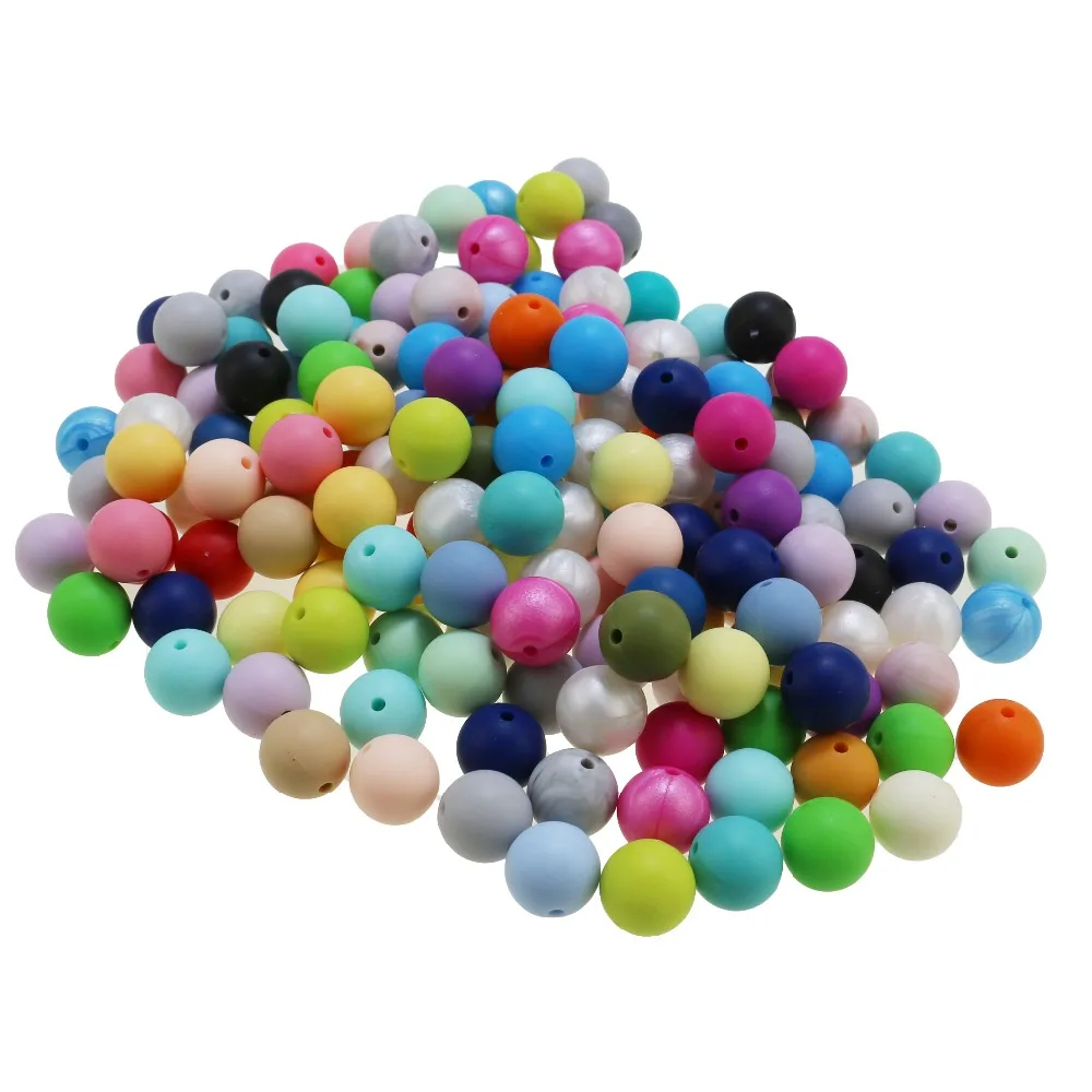 15mm silicone beads round loose jewelry baby teething balls(100pcs)silicone chew beads Food Grade Sensory infant baby teether