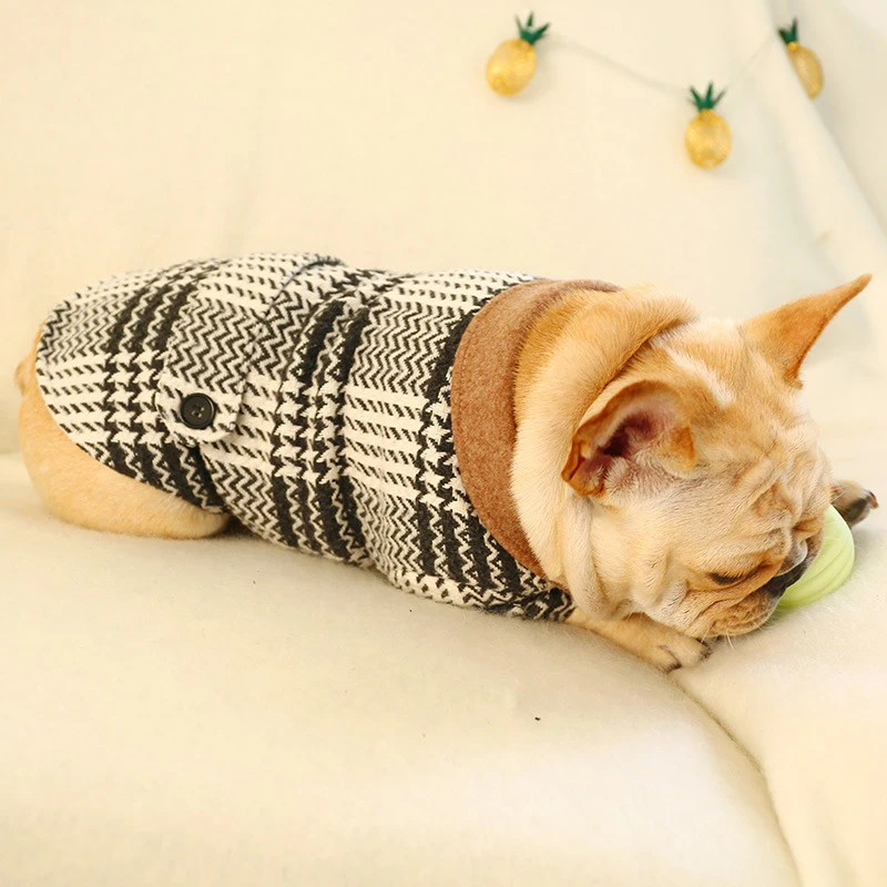 Одежда для собак SUPREPET французского бульдога черно белая клетчатая одежда щенков