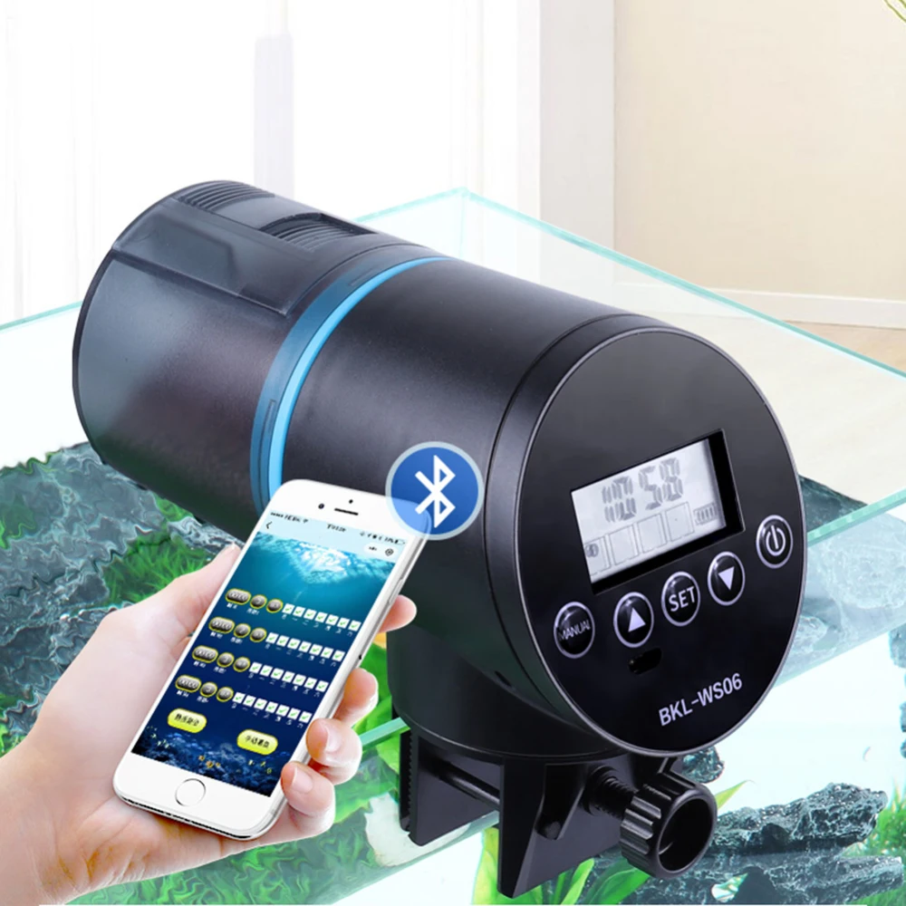 

1pc Home Aquarium Tank Food Feeding Portable Fish Feeder Bluetooth Automatic Electrical Plastic Fish Tank Timer FeederTools