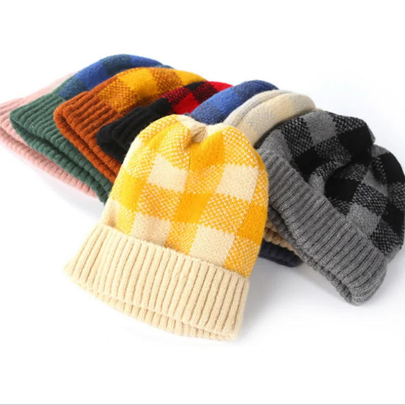 

MoneRffi Winter Women Hat Butterfly Knitted Wool Children Adults Warm Cap Knitted Beanie Cap Double Warm Thick Stretchy Hats
