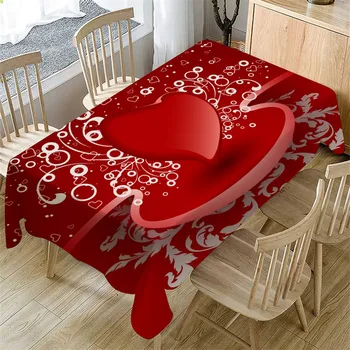 

Valentine's Day Table Cloth Rectangular Tea Table Cover Dining Home Decor Wedding Decoration Kitchen Red Love Tablecloth new
