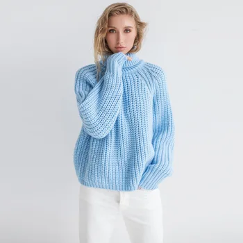 

sweater female turtleneck women s pullover long invierno 2019 autumn winter plus size baby blue loose casual ware free ship