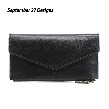 

Genuine Leather Full-grain Leather Long Wallet Cross Thin WOMEN'S Handbag Retro Wallet Envelope Phone Coin Purse