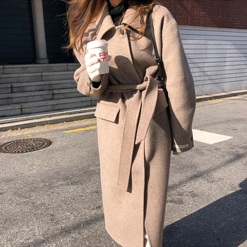 

Autumn and winter woolen coat female Long New Korean temperament women's popular wool Outerwear coat