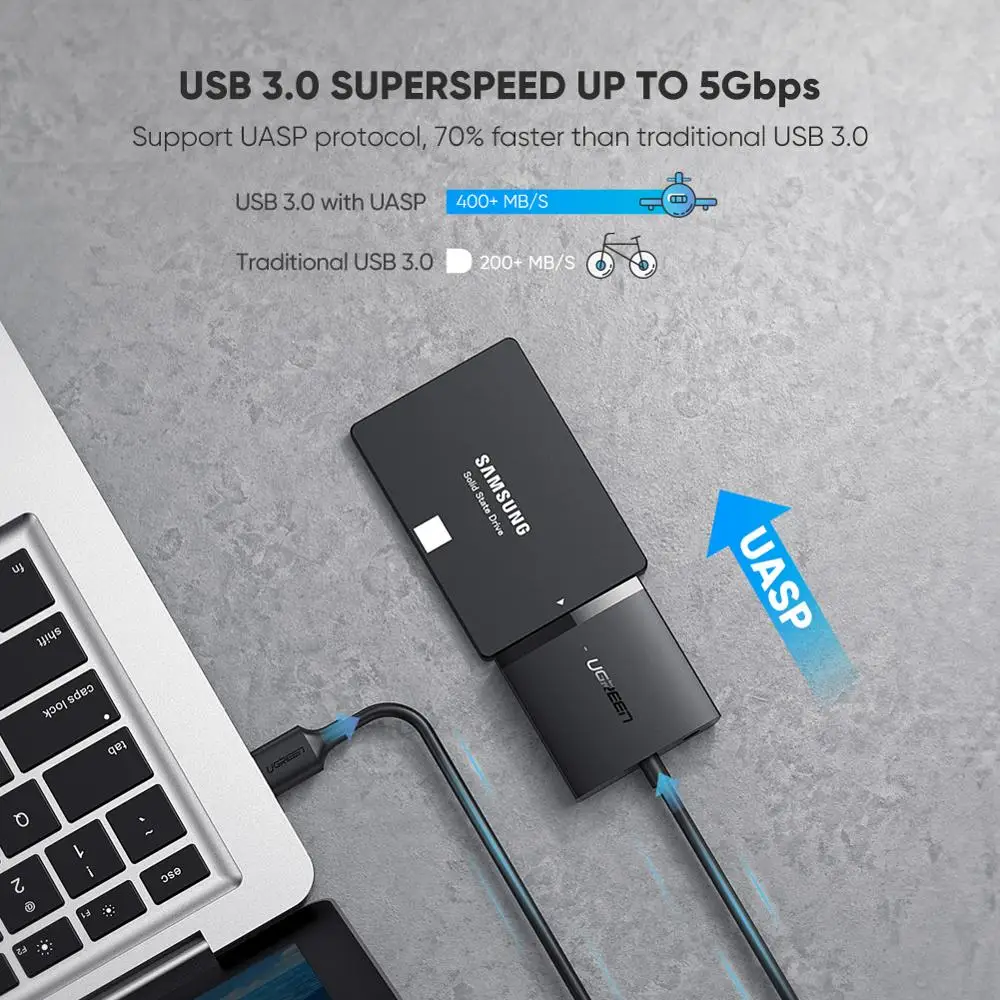 Ugreen Sata para Usb 3.0 Adaptador Cabo com Uasp Sata Iii para Conversor Usb para 2.5 3.5 Disco Rígido Disco Usb Sata Adaptador - Imagem 6