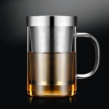 Чайная чашка с ситечком и крышкой термостойкая Стеклянная Чашка 500 мл большая емкость портативная чашка AIA99