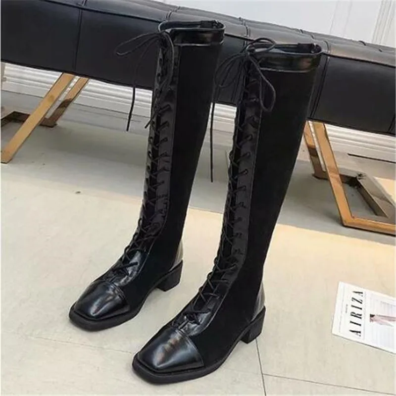 BBZAI New pattern Round Toe Lace-Up 5cm Female money Boots waterproof platform women shoes Pipe Dance botas mujer 34-42 43