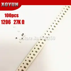 100 шт. 1206 SMD резистор 1% 27K ohm Резистор проволочного чипа 0,25 W 1/4W 273