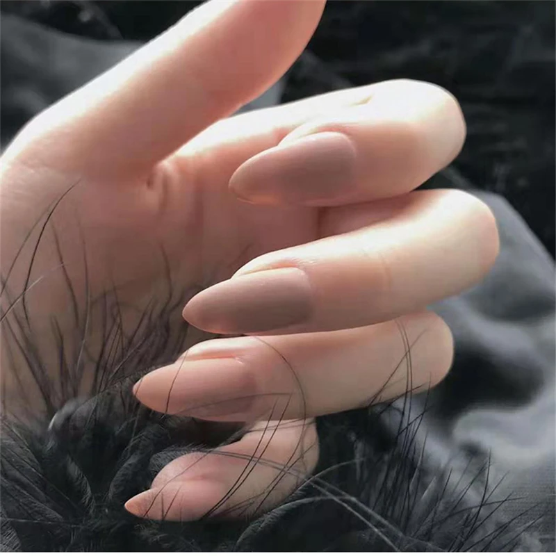 Nusx дизайн ногтей маникюр 24 шт матовые кончики длинные заостренные головки поддельные формы для ногтей наращивание Маникюр Искусство накладные ногти с клеем FA040 - Цвет: 023