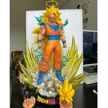 

24.41" Anime DRAGON BALL Son Goku Kakarotto Super Saiyan 3 Vegeta's Partner GK Resin Action Figure Collectible Model Toy W33