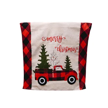 

Christmas Chair Back Cover Fashion Plaid Car Christmas Tree Chair Cover Creative Christmas Decoration