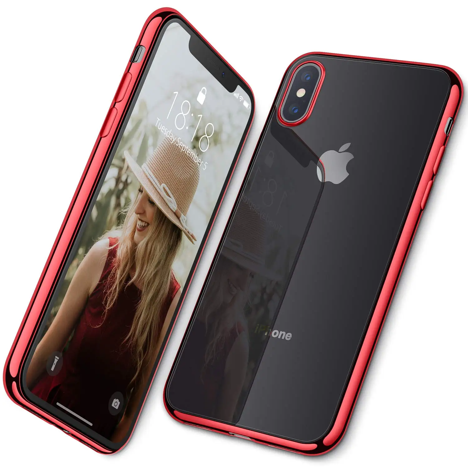 Чехол для iPhone X Xs Max XR 8 Plus, ультра тонкий плотно прилегающий Мягкий Силиконовый ТПУ [Анти-Желтый] чехол для телефона - Цвет: Красный