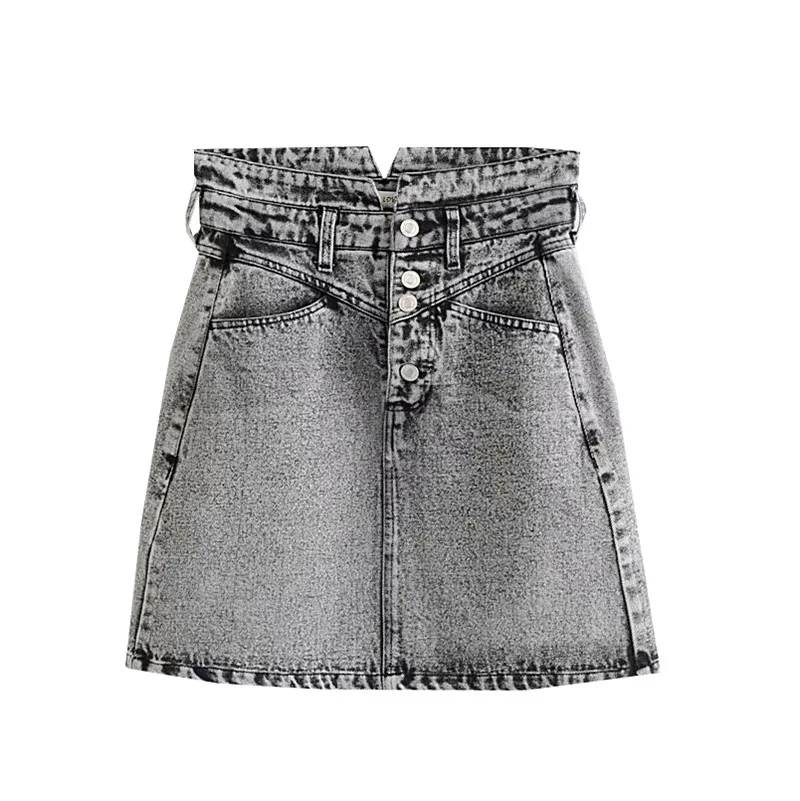 

Foreign Trade Original Garment Summer New Products Retro Fashion Washing Effect Mini Skirt High-waisted Versatile Denim Skirt Sk