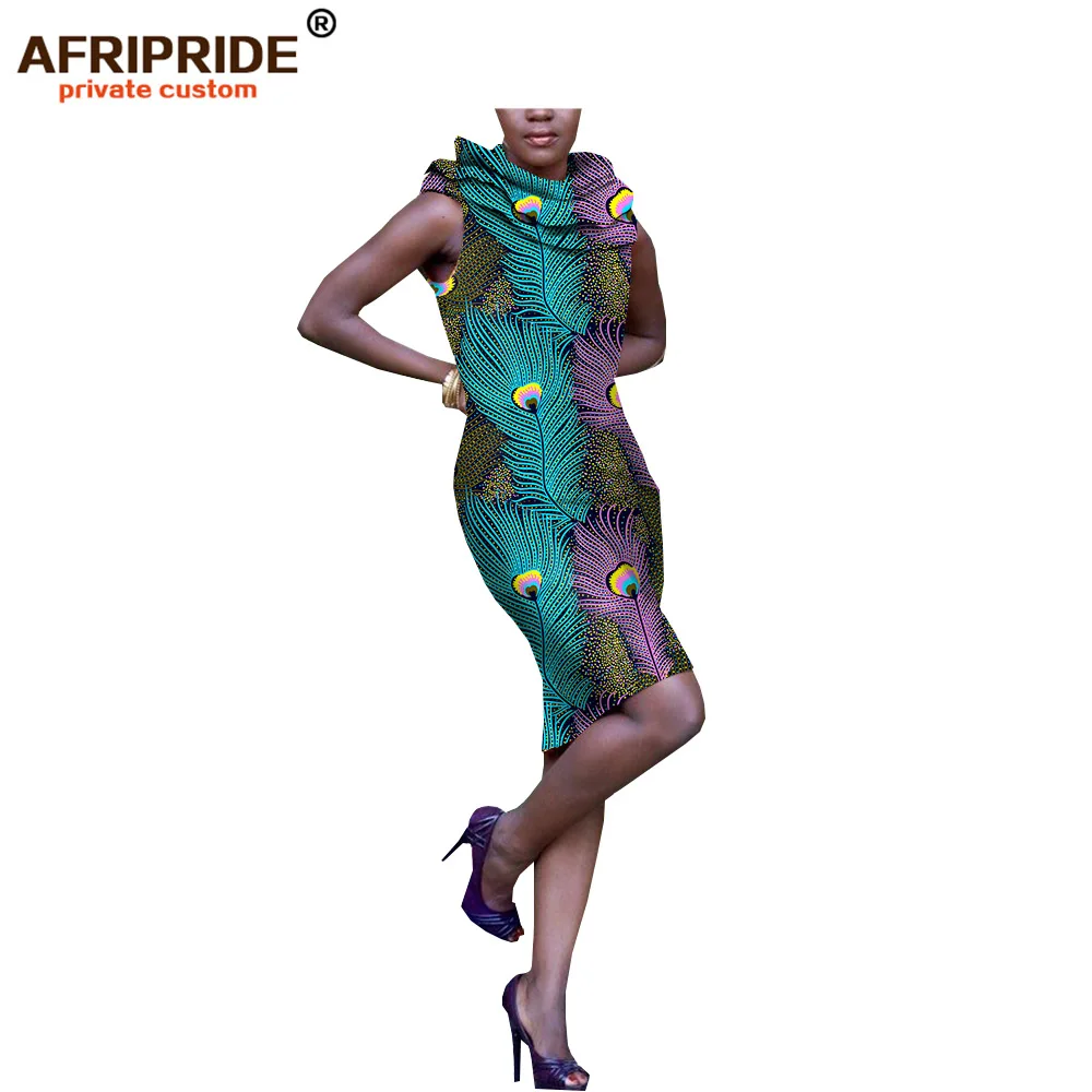 AFRIPRIDE/летнее платье на заказ для женщин, длина до колена, без рукавов, специальное, с вырезом, хлопок, плюс размер, Повседневное платье A722551 - Цвет: 544