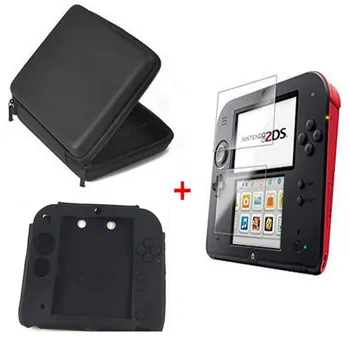 

2DS EVA Protector Hard Travel Carry Case cover Pouch bag+Clear Touch Seal Film Screen Guard+Silicone Case for nintendo 2DS