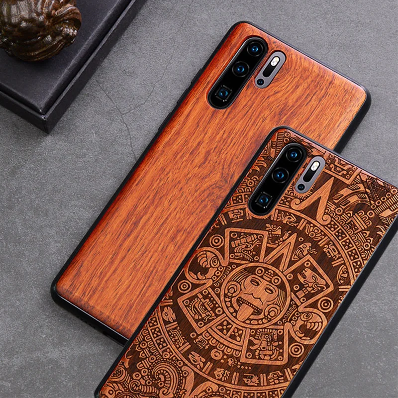 

Custom Carved Wood Case For Huawei P30 Case funda on Huawei P20 P30 Pro P30 Lite Wooden TPU Protective Case