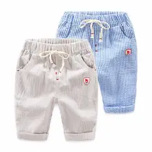 0204-11 детская одежда летние новые стильные шорты-бермуды в полоску с эластичной резинкой на талии для мальчиков