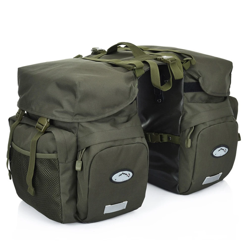 

Retro Luggage Carrying Cycling Bike Pannier Rear Rack Back Seat 2 In 1 Storage Large Capacity Night Reflective Bicycle Bag 50L