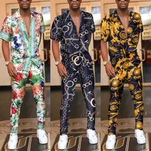 2021 printed shirt men sets casual trousers ropa de hombre two piece set summer clothes set ropa para hombre suits Casual