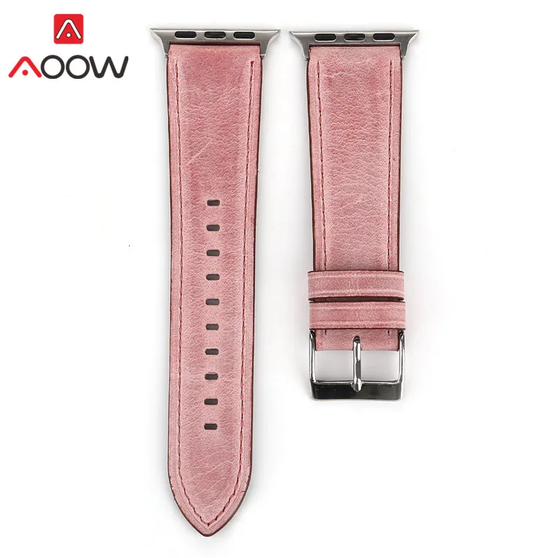 Зеленый ремешок для часов из натуральной кожи для Apple Watch 38 мм 42 мм синий розовый для женщин и мужчин сменный мужской т-браслет ремешок для iwatch 1 2 3