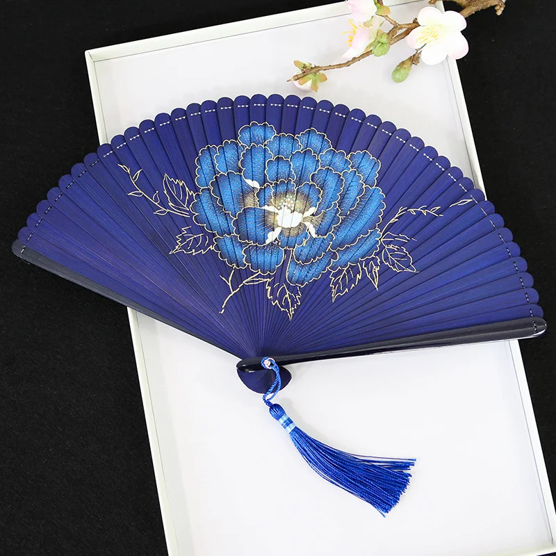 

5 Inch Woman Fan Japanese A Gentle Wind Edo Japan Kimono Sensu Hollow Out Full Bamboo Mini- Small Folding Fan Carving