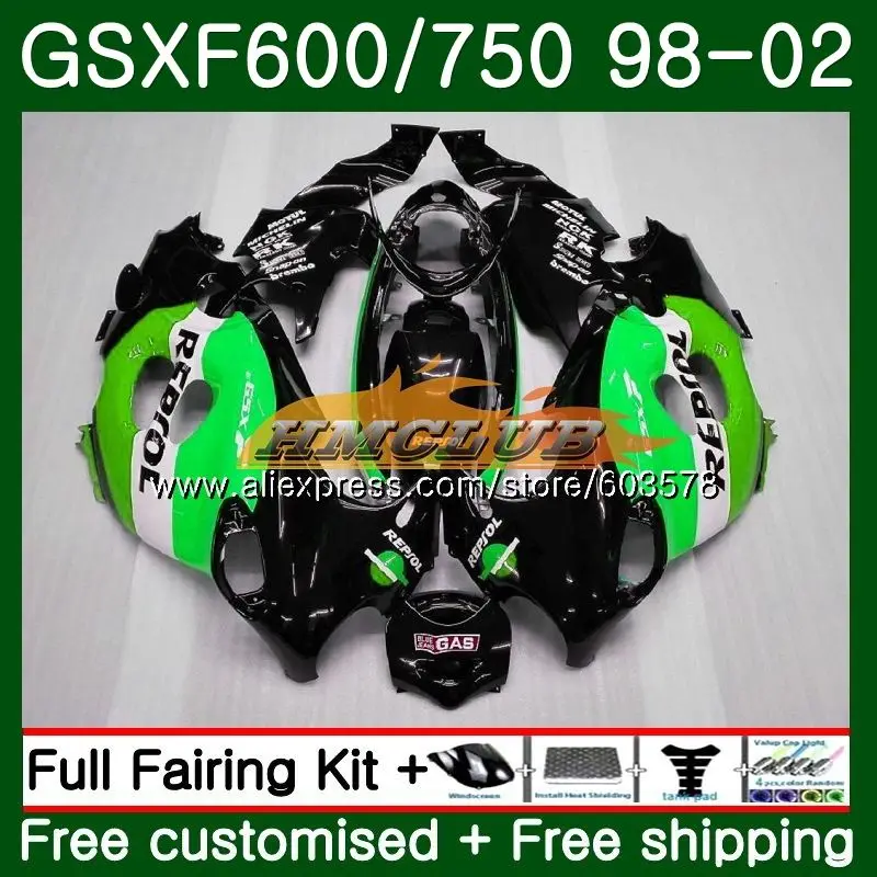 

Body For SUZUKI KATANA GSXF 600 750 GSXF600 98 99 00 01 02 2CL.81 Repsol green GSX600F GSXF750 1998 1999 2000 2001 2002 Fairing