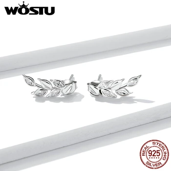 

WOSTU Geometry Stud Shining Wheat Ears Earrings for Women 925 Sterling Silver Ear Pins Jewelry 2020 New Design Brincos FNE415