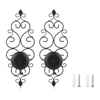 

2Pcs Iron Wall Candle Sconce Holder Set of Candle , Wall Sconces Decor for Bedroom Dining Room
