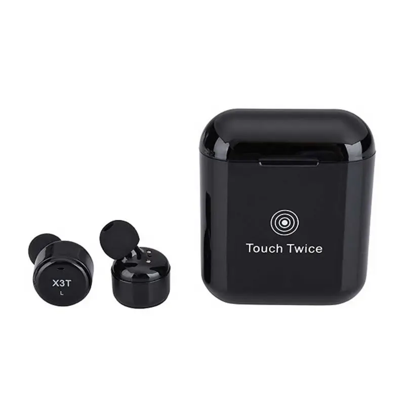 X3T Touch Control True Wireless Bluetooth Earbuds Earphone Mini Sport Earphones With Charging Case for Smart Phones - Цвет: Черный