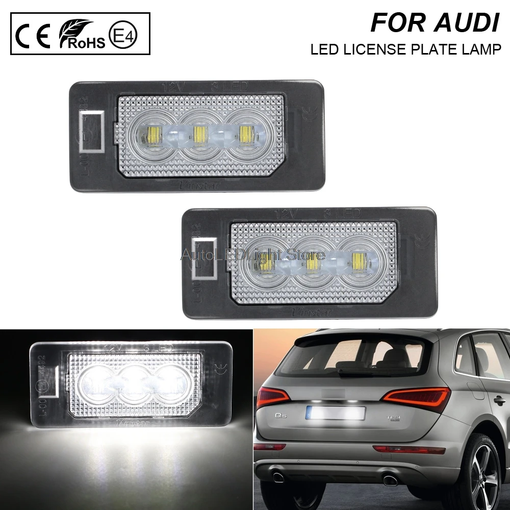 

2pcs LED License Plate Lights 12V 6000k White Number Plate Lamp For Audi A4 A5 S5 A5 Q5 TT TTS