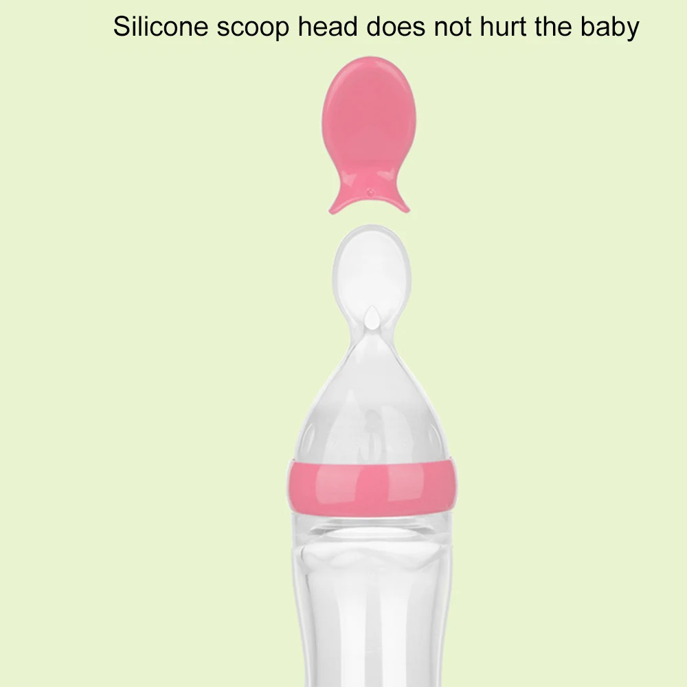 Baby Newborn Silicone Gel Feeding Bottle Spoon Food Supplement Rice Cereal Spoon Training Feeder