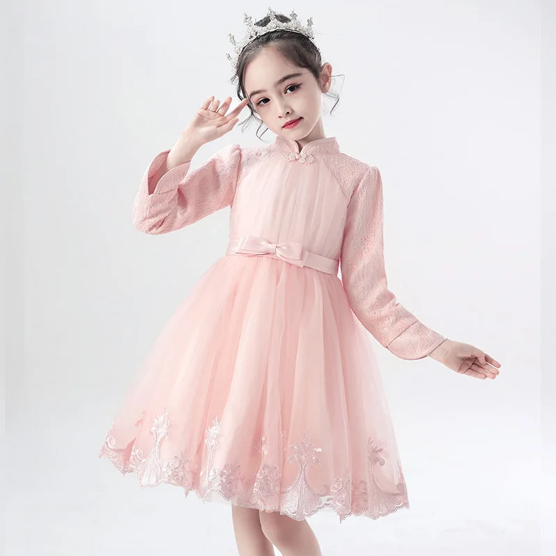 

Girls Dress Spring 2020 Gauze Girls' Princess Skirt Raglan Childrenswear plus Velvet Puffy Gauze Formal Dress