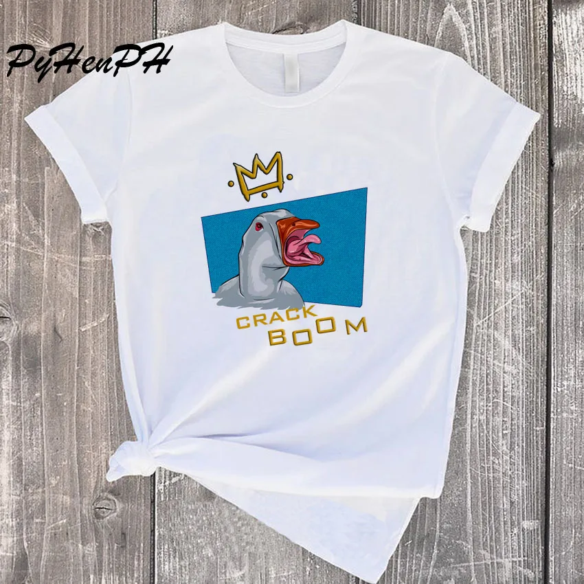 

New 2020 Fashion Crack Boom T Shirt Women King Of Goose T-shirt Oversize Woman Clothes Funny Tee Shirt Femme Tumblr Clothing