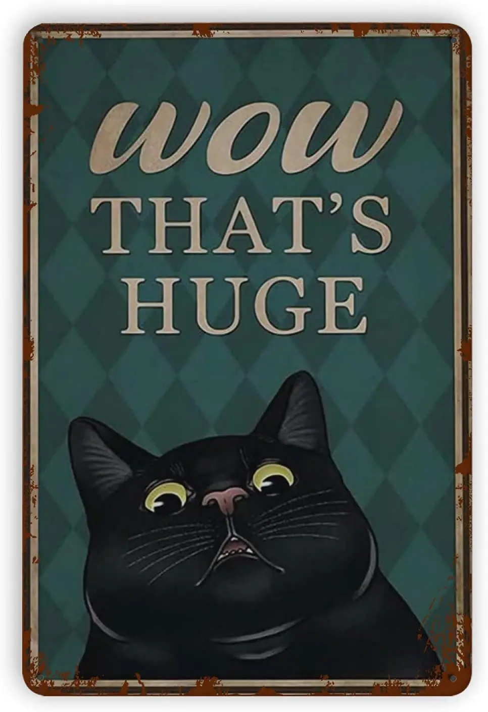 Ovonetune Black Cat Tin Sign, Kitty Wow Che È Enorme Giocoso Gatto Nero Retro Metal Tin Signs Bar Club Cafe Home Farm Poster Per