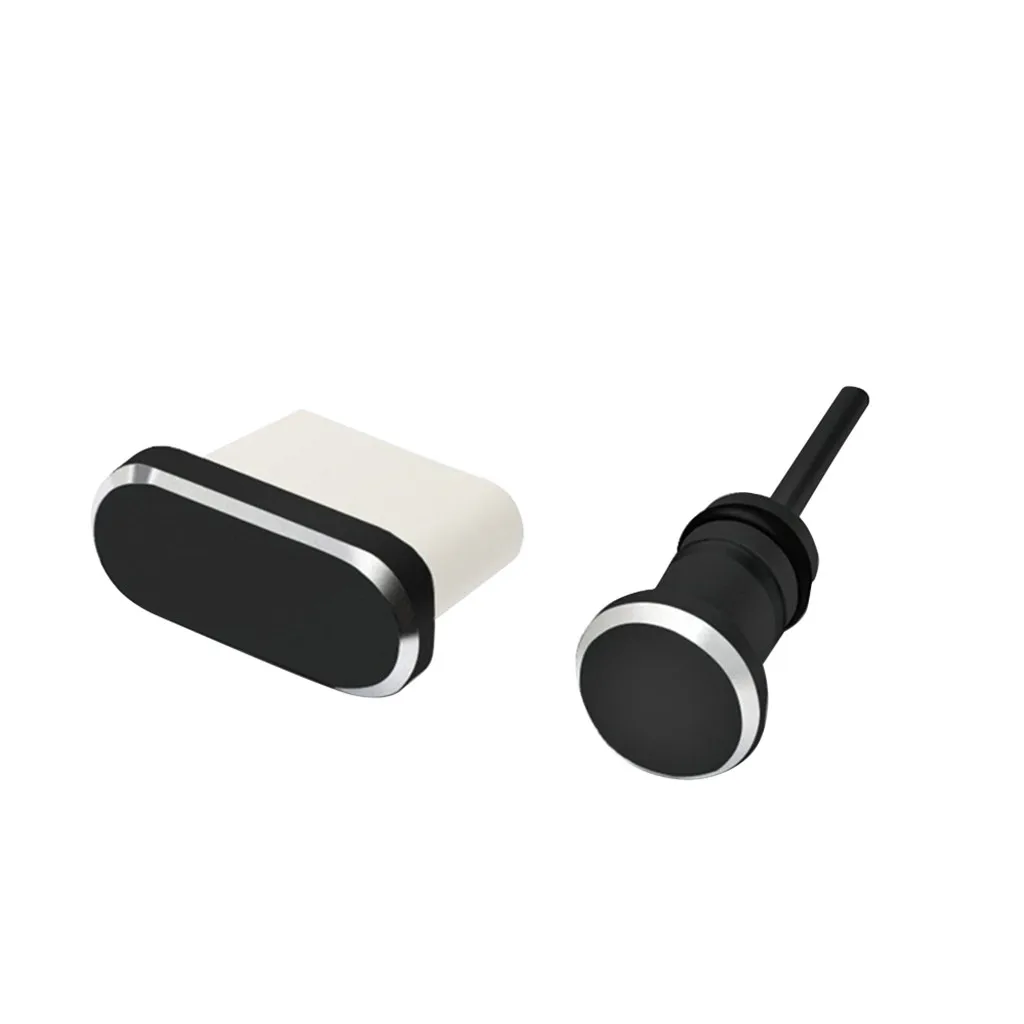 Пылезащитная заглушка для телефона type-C с разъемом usb и разъемом 3,5 мм для наушников для samsung Galaxy S8 S9 Plus для huawei P10 P20 lite - Цвет: BK