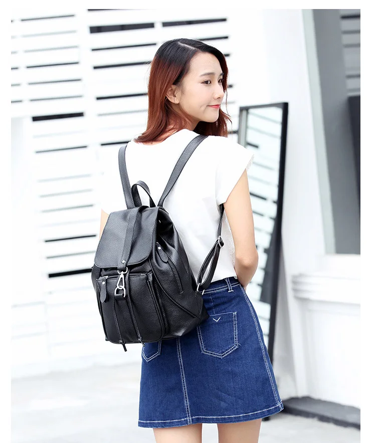 Women Fashion Natural Leather Backpacks High Quality Black School Backpack Bags for Teenage Girls Female Large Capacity Mochilas (4)