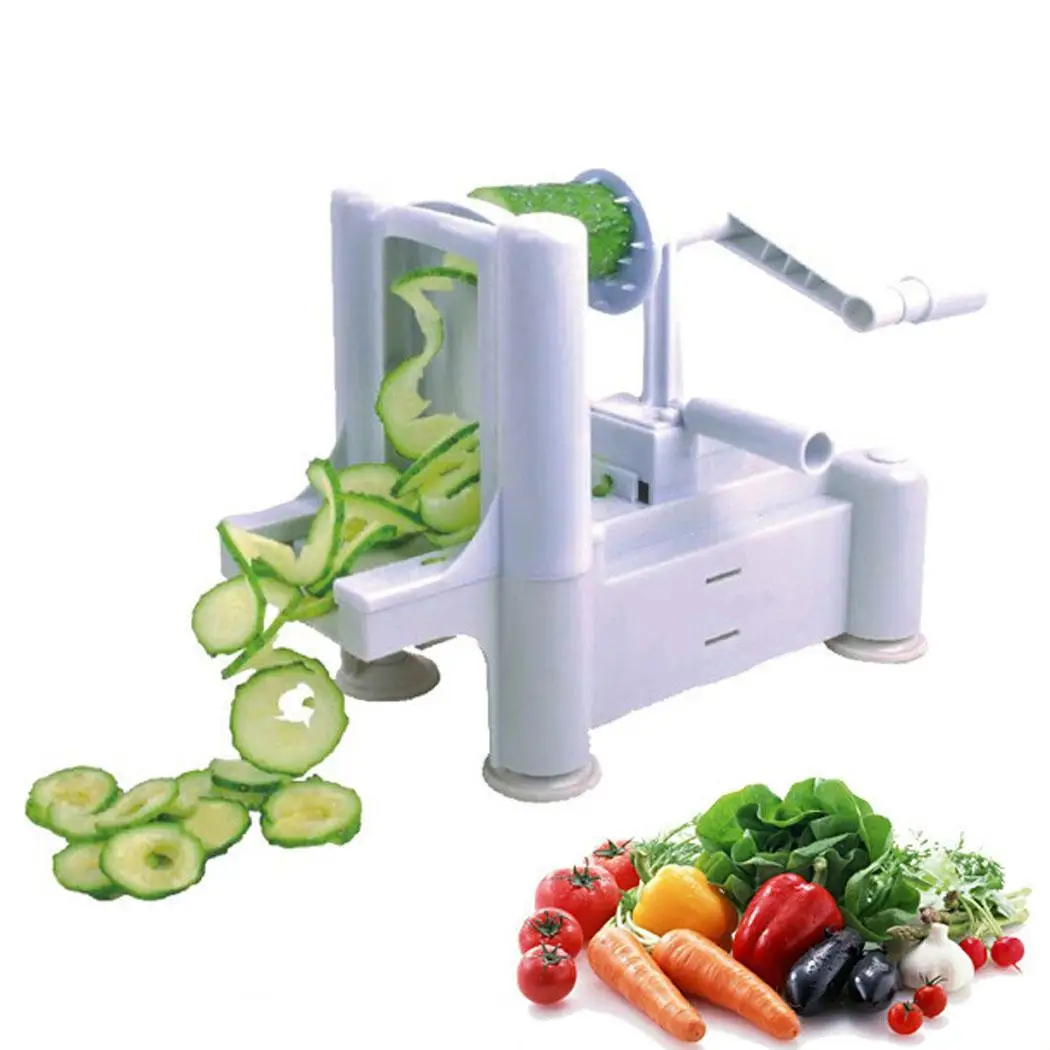 

Kitchen Tool Counter-Mounted 5 Stainless Steel Blades Vegetable Slicer Spiralizer for Home Supplies