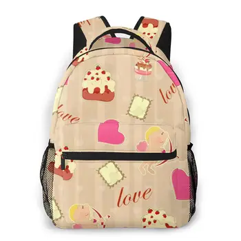 

Vintage Valentine's Day Cupid Backpack School Bags Casual for Teenager Girls Shoulder Bag Travel Bags