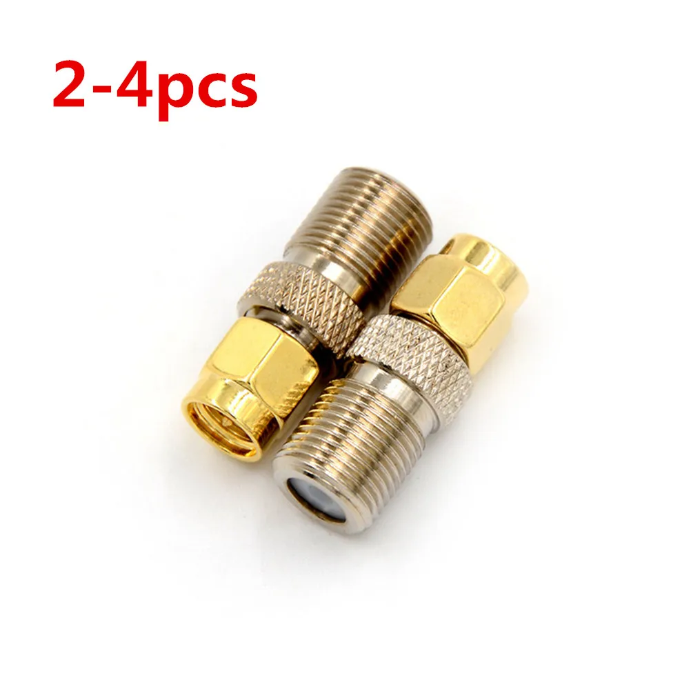 Hot Selling 2pcs Or 4pcs F Type Female Jack To SMA Male Plug Straight RF Coaxial Adapter F Connectors To SMA Convertor Gold Tone