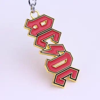 

Newly Key Chain AC/DC Band Letter Carving Pendant Car Key Rings Home Decoration Keychain FIF66