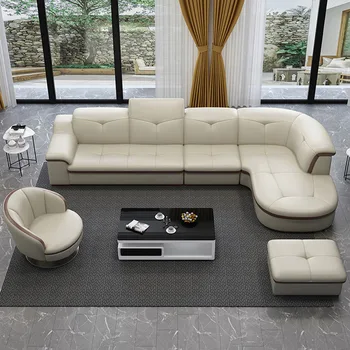 

Centre table as giveaway chaise design L style sofa genuine leather