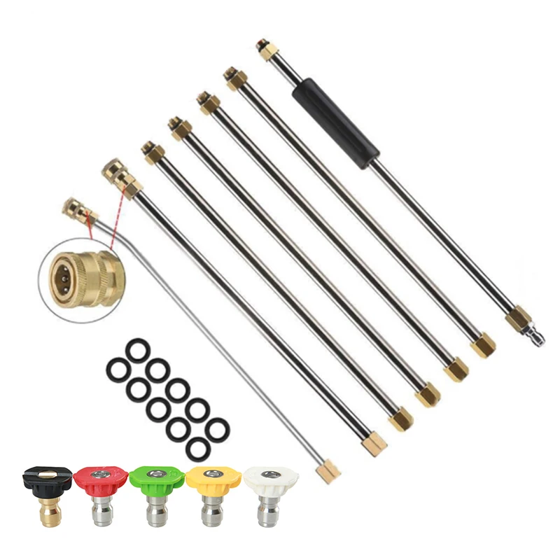 

Spray Nozzle Tips Pressure Washer Extension Wand Sets 1/4'' Quick Connector 5 Tool Set Kits
