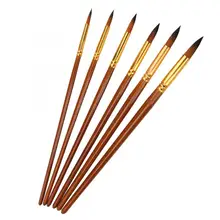 6 шт. кисть для окрашивания коричневого цвета нейлоновая кисть для волос Круглый кончик деревянный держатель Набор для создания художественных принадлежностей кисть для рисования