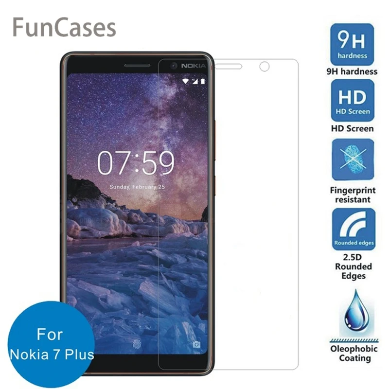 2.5D 9H Tempered Glass For Nokia 7plus Prime film Screen protector Sklo screen Film for N7 + 7 plus | Мобильные телефоны и