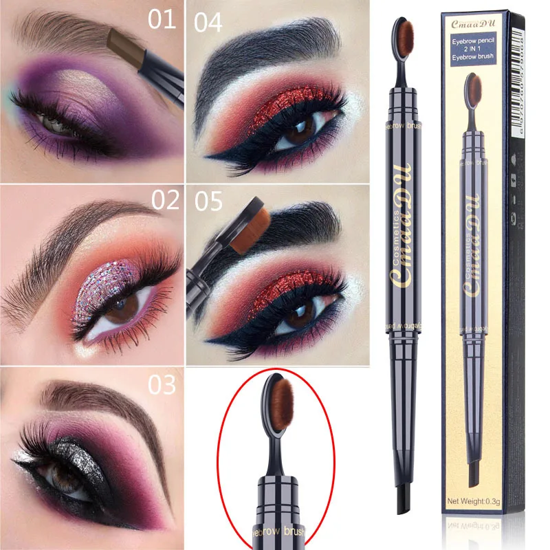

CmaaDu Double Eyebrow Pen with Brush Toothbrush Head Eyebrow Pencil Multifunctional Waterproof Long Lasting Makeup+DHL