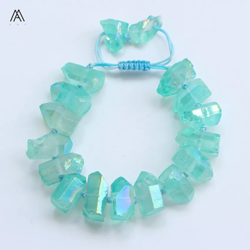 

Titanium Green Quartz Crystal Stick Point Cord Knotted Adjustable Bracelet For Women Fashion Jewelry YYX-CT-108