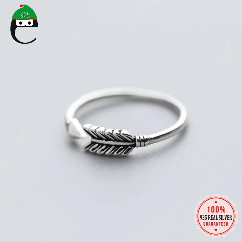 

ElfoPlataSi 100% 925 Solid Real Sterling Thai Silver Fashion Arrow Cocktail Opening Ring Sizable For Women Girl Jewelry ED143