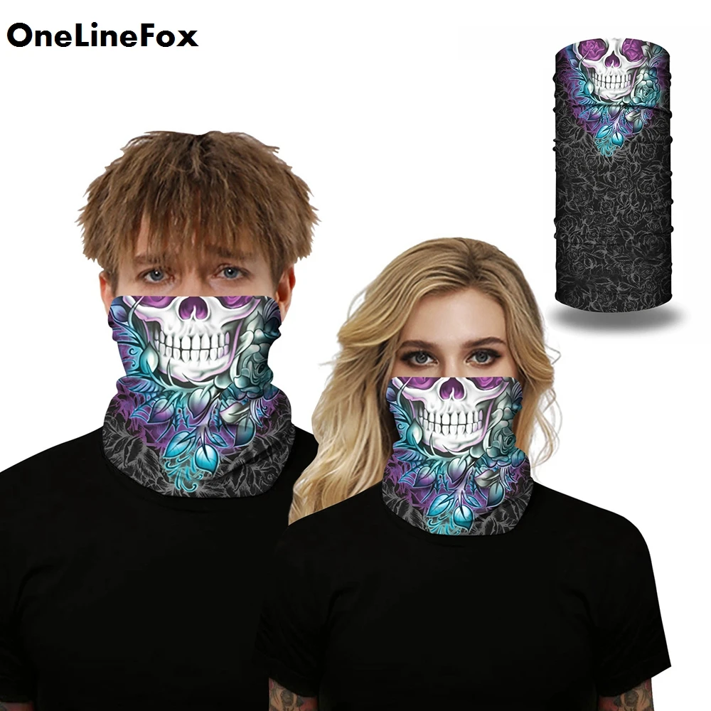 

OneLineFox Skull Tie-dyed 3D Print Multi-function Magic Scarf Men Cycling Motorcycle Balaclava Sun Protection Outdoor Headwear
