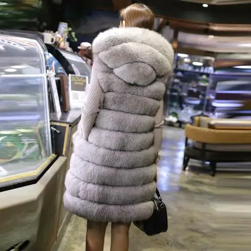 Женские пальто Chaqueta mujer, зимнее плотное пальто из искусственного меха, плотное вязаное Ретро жилет без рукавов, норковые меховые куртки с капюшоном, G482